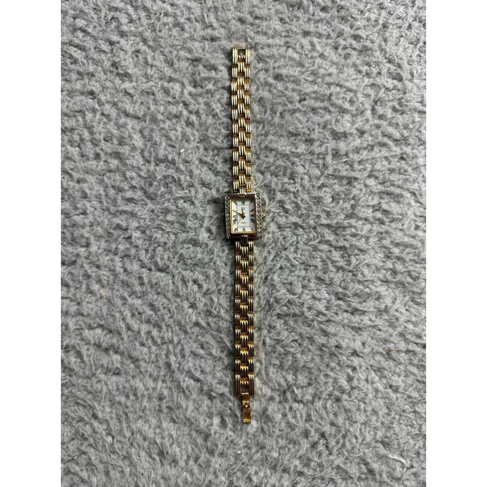EJ Gold Tone Rhinestone Quartz Women's Wrist Watch Bracelet Band